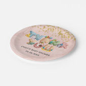 かわいいバラ金ゴールド大理石ベビーシャワー動物ありがとう ペーパープレート (アングル)