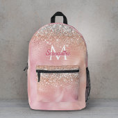 かわいいバラ金ゴールド銀フェイクグリッターモノグラム プリントバックパック