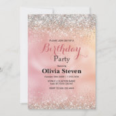 かわいいバラ金ゴールド銀フェイクグリッターモノグラム 招待状 (正面)