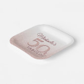 かわいいバラ金ゴールド50素晴らしい名前50th誕生日 ペーパープレート (傾斜あり)