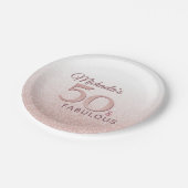 かわいいバラ金ゴールド50素晴らしい名前50th誕生日 ペーパープレート (アングル)