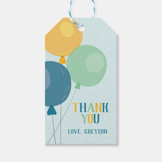 かわいいバルーンありがとうメッセージカード ギフトタグ (正面)