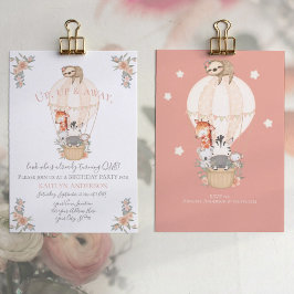 かわいいバルーンキレーフスロース1st誕生日パーティーガール 招待状