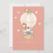 かわいいバルーンキレーフスロース1st誕生日パーティーガール 招待状 (裏面)