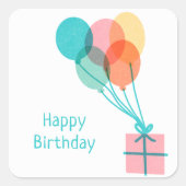 かわいいバルーンハッピーバースデー スクエアシール (正面)