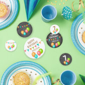 かわいいバルーンバント旗の黒板キッド誕生日 コンフェッティ