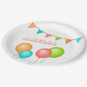 かわいいバルーンバント旗キッド誕生日 ペーパープレート (アングル)