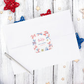 かわいいバルーンボウ7月1日の誕生日パーティー スクエアシール