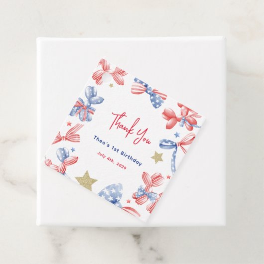 かわいいバルーンボウ7月1日の誕生日パーティー フェイバータグ (インサイチュ)