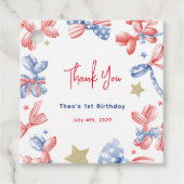 かわいいバルーンボウ7月1日の誕生日パーティー フェイバータグ (正面)