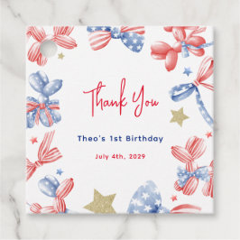 かわいいバルーンボウ7月1日の誕生日パーティー フェイバータグ