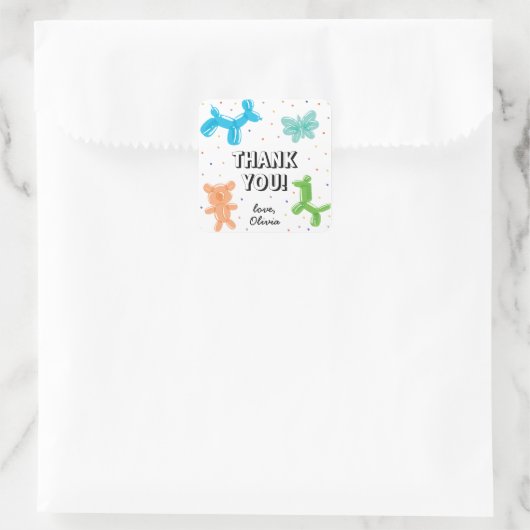 かわいいバルーン動物の誕生日パーティーありがとう スクエアシール (バッグ)