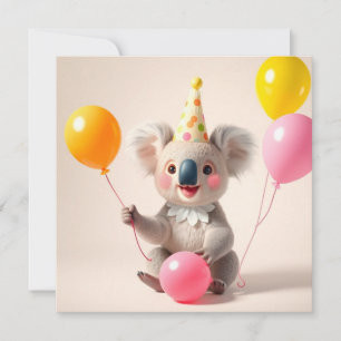 かわいいバルーン誕生日コアラ カード