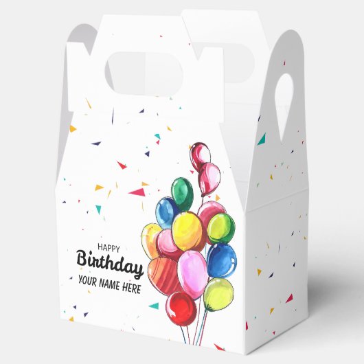 かわいいバルーン誕生日任意の名前 フェイバーボックス (オープン)