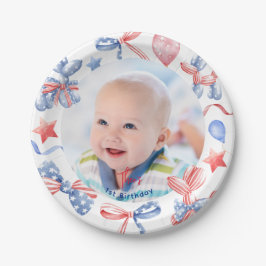 かわいいバルーン4日7月1日の誕生日の写真 ペーパープレート