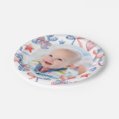 かわいいバルーン4日7月1日の誕生日の写真 ペーパープレート (アングル)