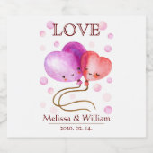 かわいいバルーン・バレンタインデー結婚ズ/セスモノグラム スパークリングワインラベル (シングルラベル)