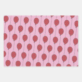 かわいいバルーン – ピンク&赤キッズ1st誕生日 ラッピングペーパーシート (正面2)