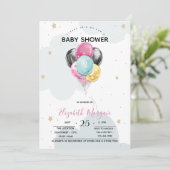 かわいいバルーン、星、雲 招待状 (スタンド正面)