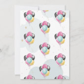 かわいいバルーン、星、雲 招待状 (裏面)