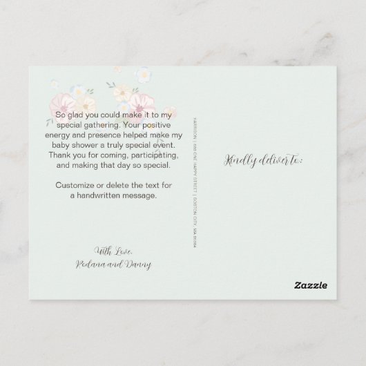 かわいいバルーン |赤ちゃんシャワーありがとう ポストカード (裏面)