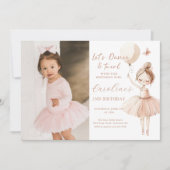 かわいいバレエのバレリーナの誕生日写真招待状 招待状 (正面)