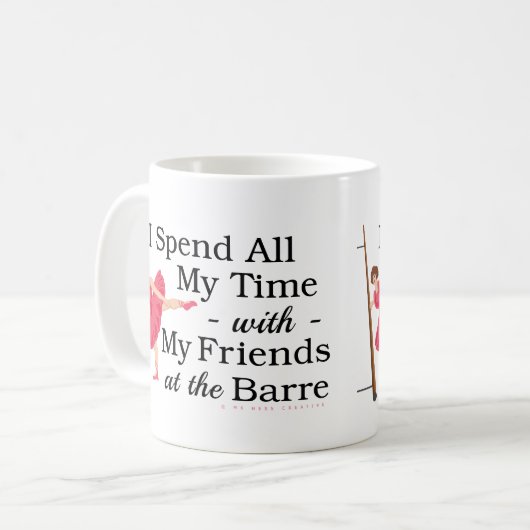 かわいいバレエの機械段のおもしろいなバレリーナのダンサー コーヒーマグカップ (正面左)