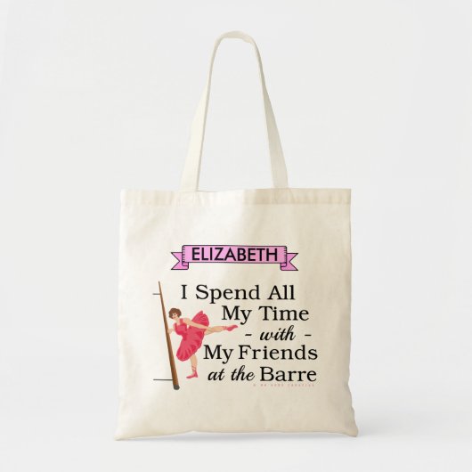 かわいいバレエの機械段の名前のおもしろいなバレリーナのダンサー トートバッグ (正面)