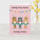 かわいいバレエの誕生日 カード (黄色い花)