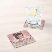 かわいいバレエガールピンクコースターセット スクエアペーパーコースター (インサイチュ)