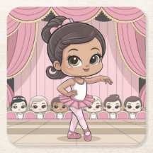 かわいいバレエガールピンクコースターセット
