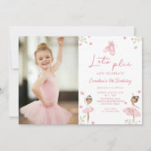かわいいバレエダンサーガールズバレリーナ誕生日写真 招待状 (正面)