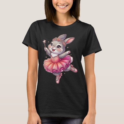 かわいいバレエバニーアート ウサギバレエ Tシャツ (正面)