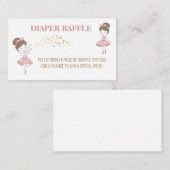 かわいいバレリナツツグリッター赤面おむつラッフル エンクロージャーカード (正面/裏面)