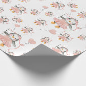 かわいいバレリナペンギンピンクラップ紙 ラッピングペーパー (角)