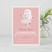 かわいいバレリナユニコーンダスティピンクガール誕生日 招待状 (スタンド正面)