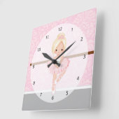 かわいいバレリナ スクエア壁時計 (傾斜)
