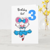 かわいいバレリーナさんの3回目の誕生日プレゼント カード (黄色い花)