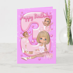 かわいいバレリーナと誕生日カード3 カード