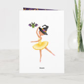 かわいいバレリーナのハロウィーンのバットとムーンバレエ シーズンカード (裏面)