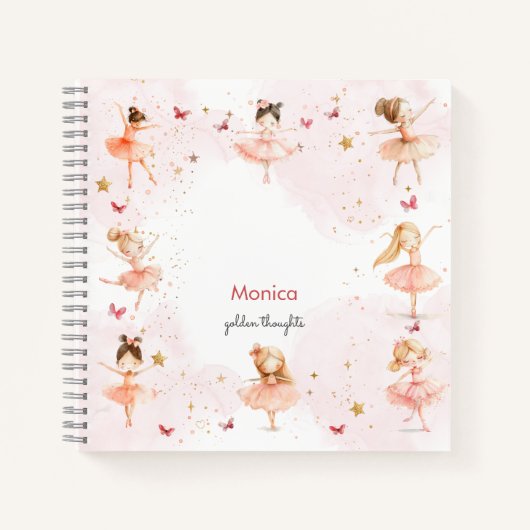 かわいいバレリーナのバレエの子供のダンスと回転 ノートブック (正面)