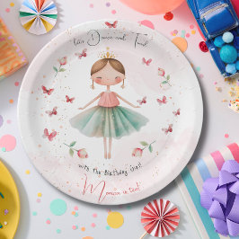 かわいいバレリーナのバレエの子供の誕生日をダンスとピルエットでお祝い ペーパープレート