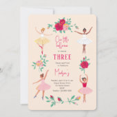 かわいいバレリーナの女の子の誕生日パーティー招待状 招待状 (正面)