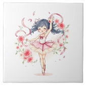 かわいいバレリーナの女の子 タイル (正面)