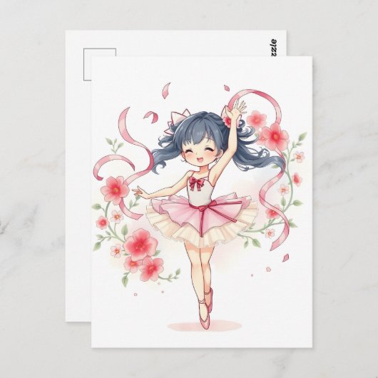 かわいいバレリーナの女の子 ポストカード (正面/裏面)