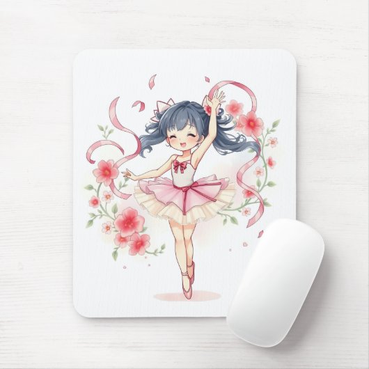 かわいいバレリーナの女の子 マウスパッド (マウス)