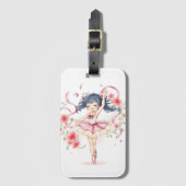 かわいいバレリーナの女の子 ラゲッジタグ (正面縦)