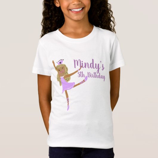 かわいいバレリーナの落書きパーティー 誕生日Tシャツ Tシャツ (正面)