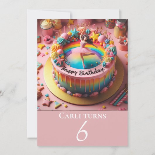 かわいいバレリーナの誕生日ケーキパーティー 招待状 (裏面)