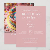 かわいいバレリーナの誕生日ケーキパーティー 招待状 (正面/裏面)